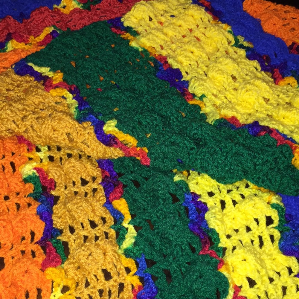 Striped Afghan Crochet. Teen Couch Throw - Picture 5 of 6